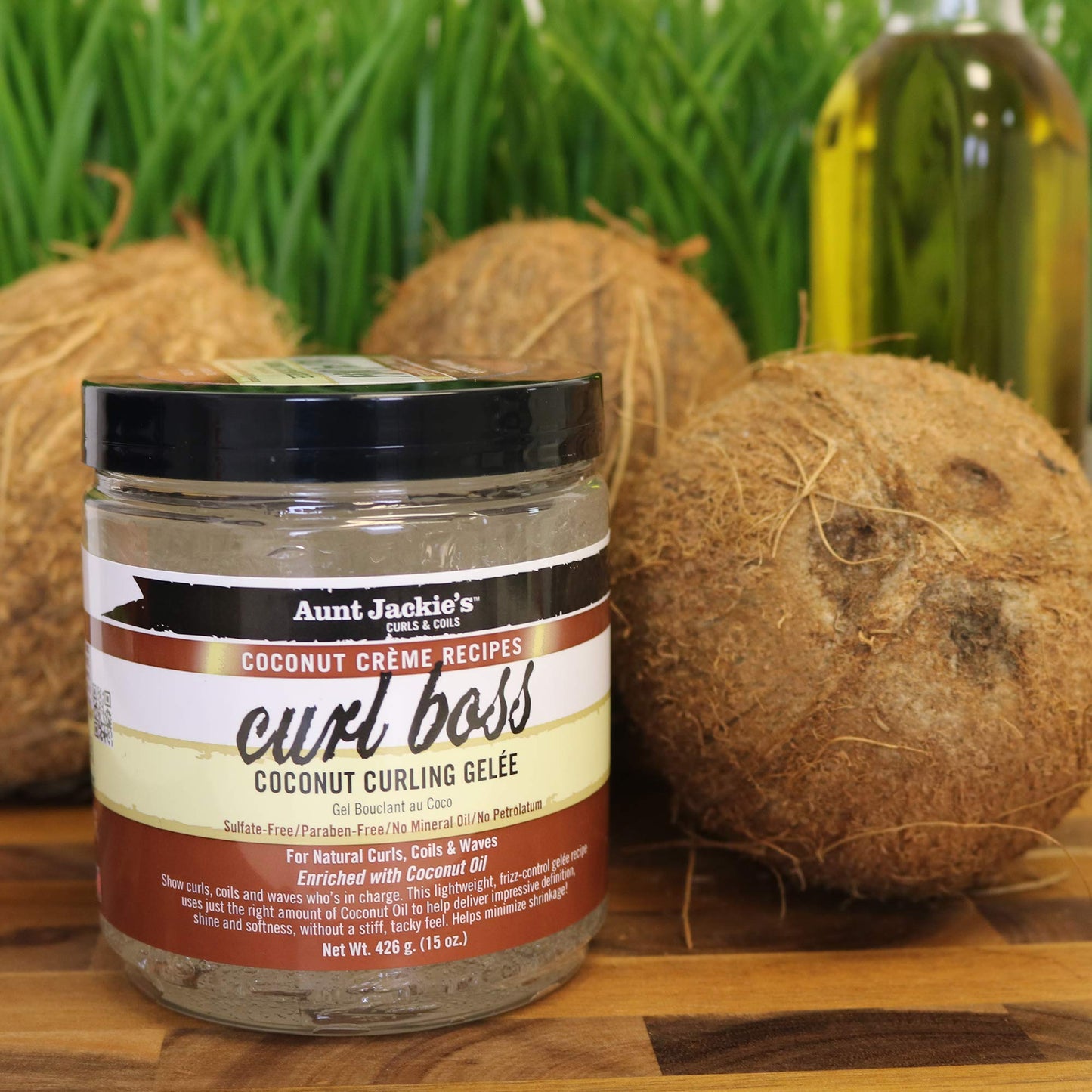 Aunt Jackie's Coconut Crème Recipes Curl Boss Coconut Curling Hair Gel for Natural Curls, Coils and Waves, 15 oz Beauty & Personal Care Aunt Jackie's