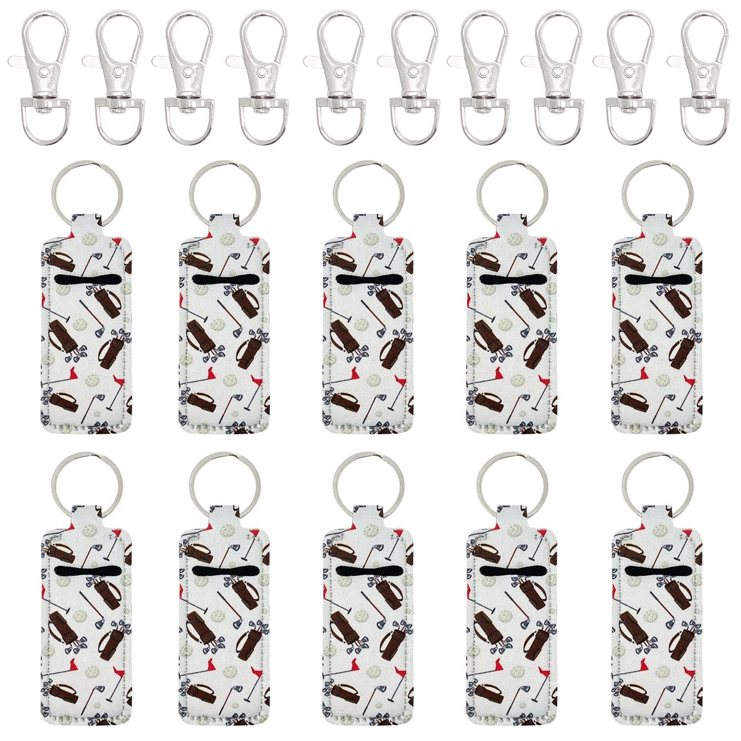 allydrew 10 Pack Chapstick Holder Keychain, Keyring for Lip Balm Lip Gloss Lipstick with 10 Pieces Metal Keyring Clasps, Golf Beauty & Personal Care allydrew