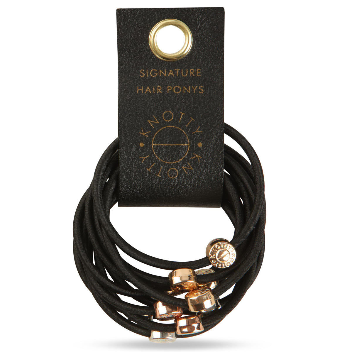 Knotty Signature Ponytail Holders, Set of 10 (Black)