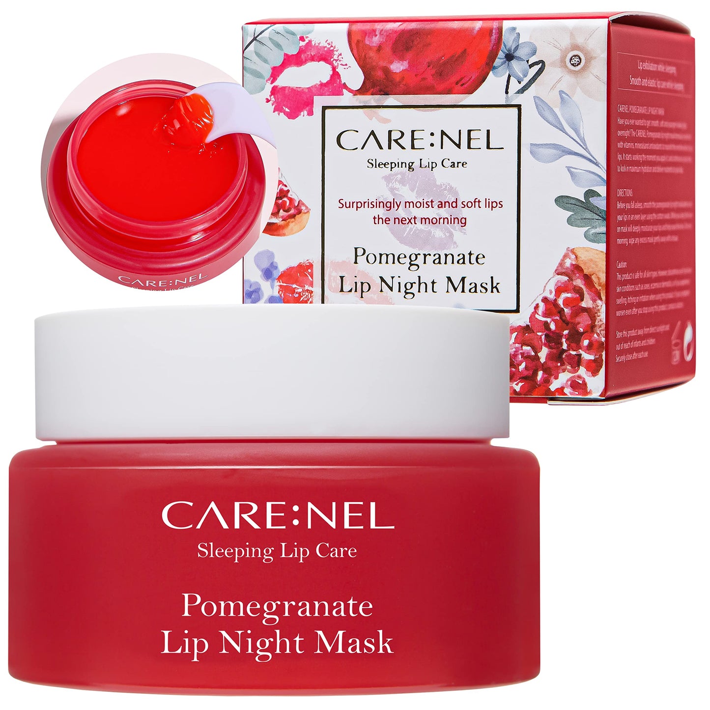 CARE:NEL Lip Mask Overnight 23g (Pomegranate) - Moisturizer for Dry Lips - Overnight Treatments Balm, Day and Night Repair Gloss, Scrubs Exfoliator Beauty and Personal Care CARE:NEL