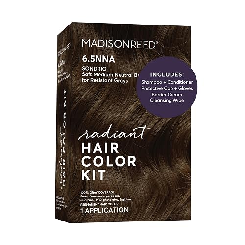 Madison Reed Radiant Hair Color Kit - 6.5NNA Medium Neutral Brown (Sondrio), Permanent Hair Dye for Resistant Grays, 100% Gray Coverage | PPD-Free Beauty & Personal Care Madison Reed