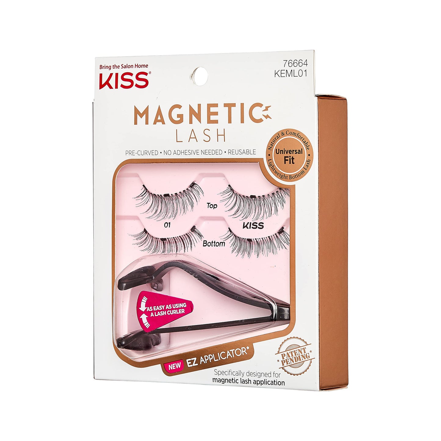 KISS Magnetic Lash 01, Synthetic False Eyelashes with Magnets Under and Over Your Upper Lashes, No Glue Needed, Lightweight, Reusable, Contact Lens Beauty & Personal Care KISS