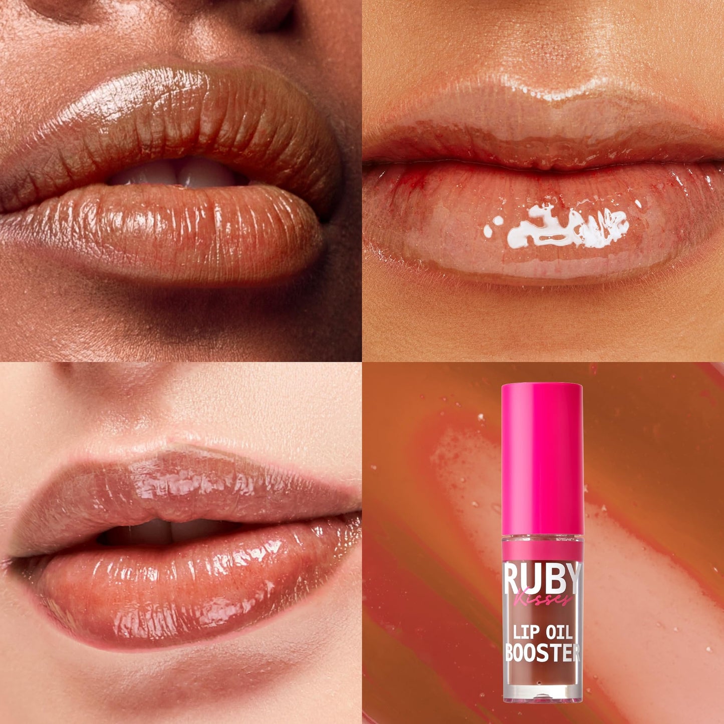Ruby Kisses Lip Oil Booster, Hydrating Lip Gloss with Nourishing Natural Oil Blend, Jumbo Wand for Easy Application, Non-Sticky Formula (Honey Beauty & Personal Care Ruby Kisses