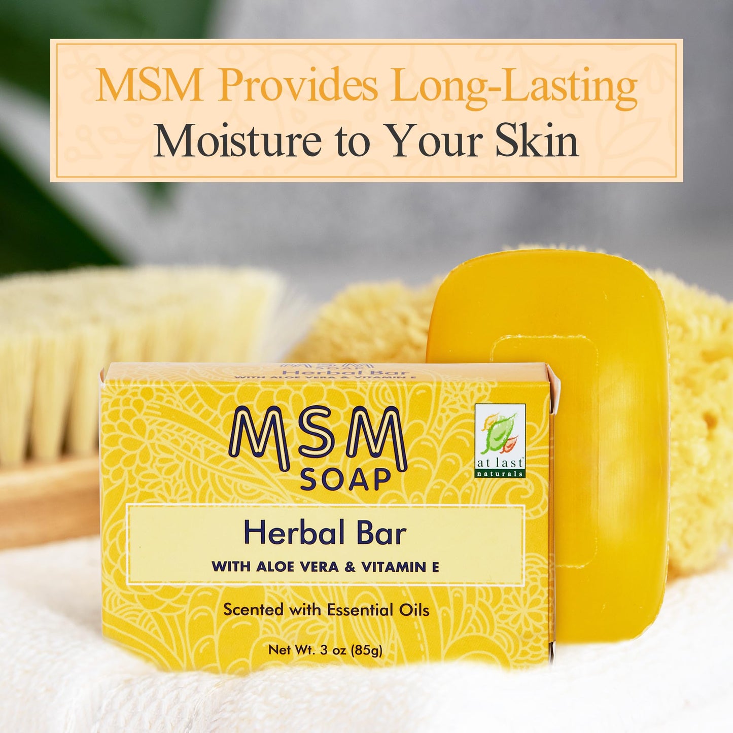 At Last Naturals MSM Soap Bar Body Soap for Men and Women Fine Line Wrinkle Reduction Herbal Moisturizer with Aloe Vera Vitamin E Essential Oils Deep Beauty & Personal Care At Last Naturals