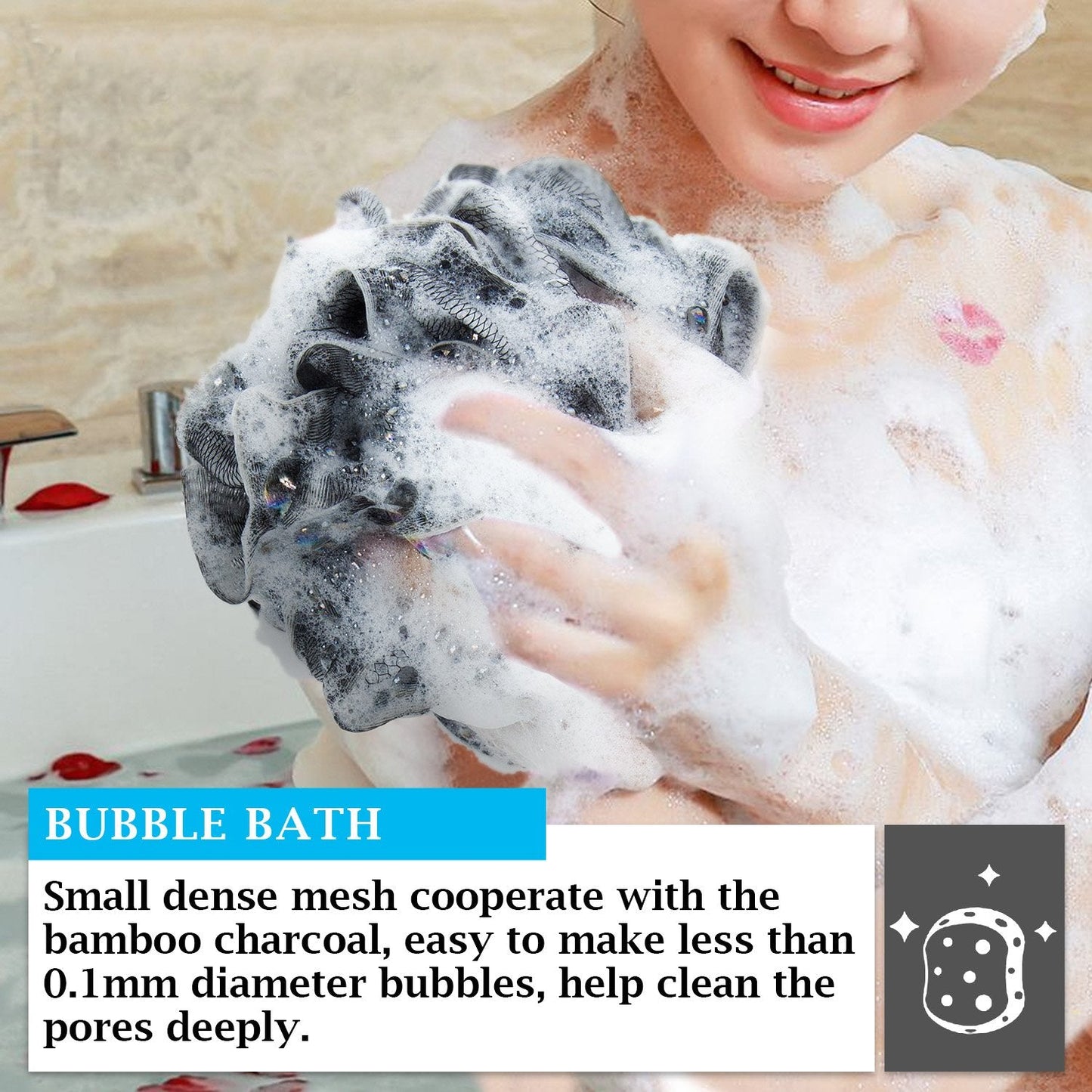Easymoo Bath Loofahs Sponge Shower Pouf Body Scrubber Mesh Pouf Bath Sponge 3 Pack Beauty and Personal Care Easymoo