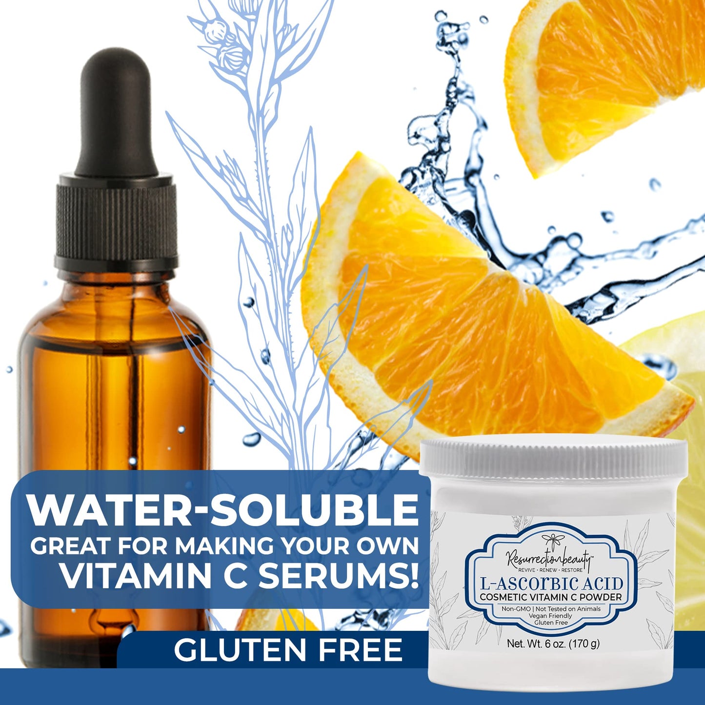 100% Pure L-Ascorbic Acid (Cosmetic Vitamin C Powder for Face) to Make Your Own Premium Beauty Serum, Skincare Mask Treatment, Hyaluronic Serums Beauty & Personal Care RESURRECTIONbeauty