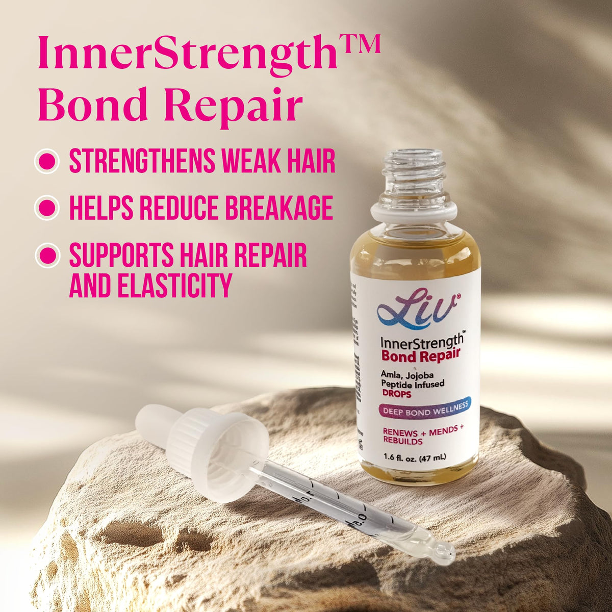 LIV InnerStrength Bond Repair Hair Oil, for Dry Damaged Hair 1.6 fl oz