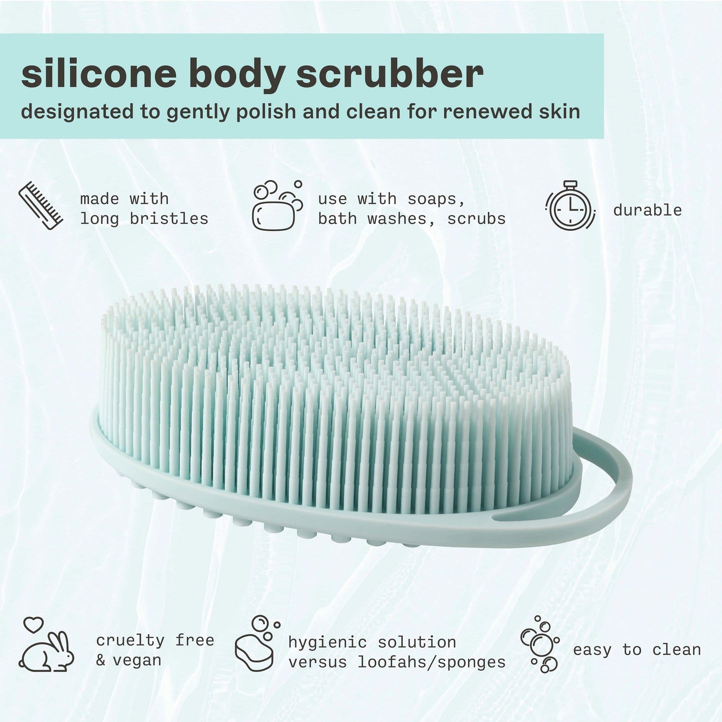Freeman Premium Silicone Body Scrubber, Exfoliating & Massaging, Double Sided Silicone Scrubber, Durable & More Hygienic Than Loofah, for Men & Women Beauty & Personal Care Freeman