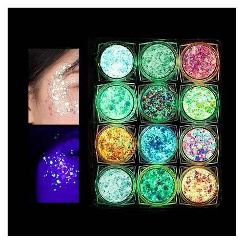 IYARKAI® Glitter Gel Makeup, Iridescent Glitter Set 12 Colours, Glitter Powder Kit, Glitter Cosmetic for Face Nails Eyes Lips Hair Body, Music Beauty & Personal Care IYARKAI