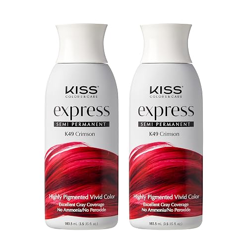 KISS Express Semi-Permanent Hair Color 100mL (3.5 US fl.oz) (2 Pack, Crimson) Beauty & Personal Care KISS