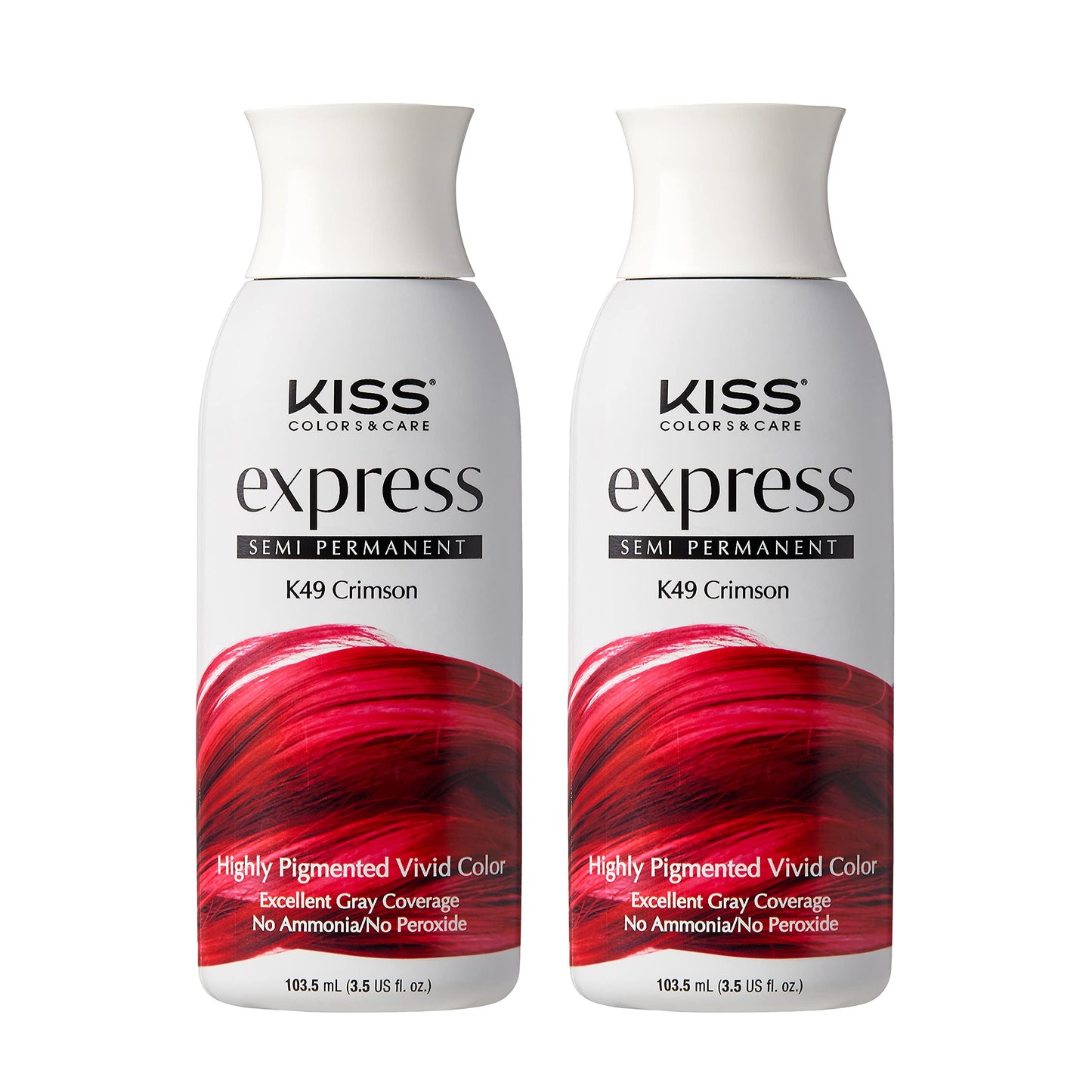 KISS Express Semi-Permanent Hair Color 100mL (3.5 US fl.oz) (2 Pack, Crimson) Beauty & Personal Care KISS