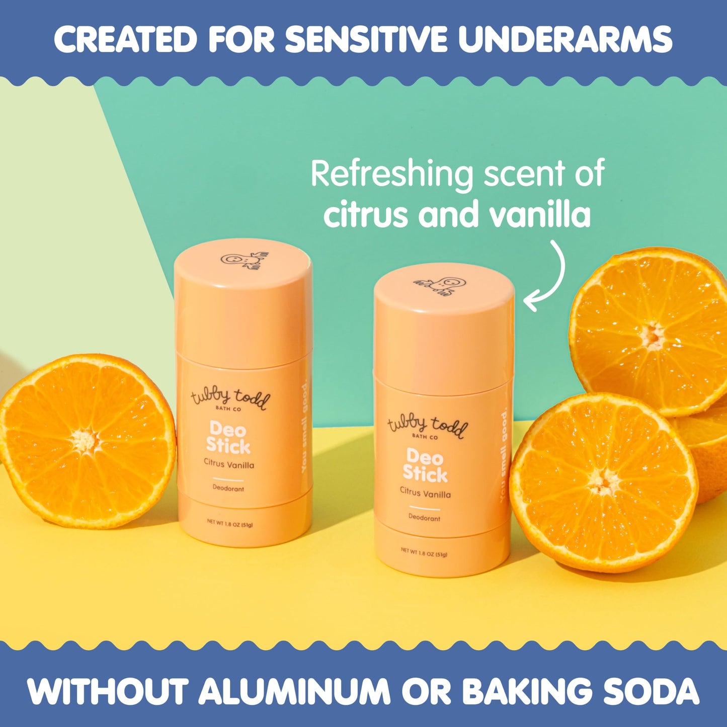 TUBBY TODD Deo Stick - Kids Deodorant - Aluminum-Free, Baking Soda-Free, Citrus Vanilla Deodorant for Sensitive Skin - Odor Protection with Tapioca Beauty and Personal Care TUBBY TODD