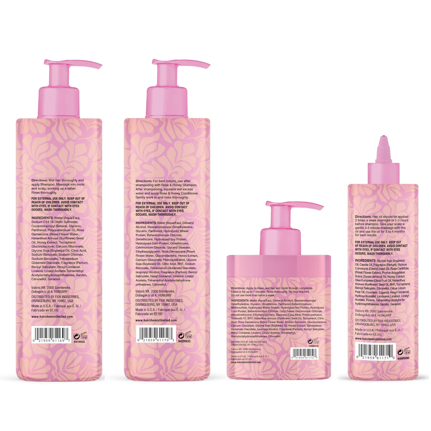 Hair Chemist Rose & Honey Ultimate 4-Piece Hair Care Collection - Includes 33.8oz Shampoo, 33.8oz Conditioner, 15oz Hair Mask & 8oz Hair Oil Beauty & Personal Care Hair Chemist