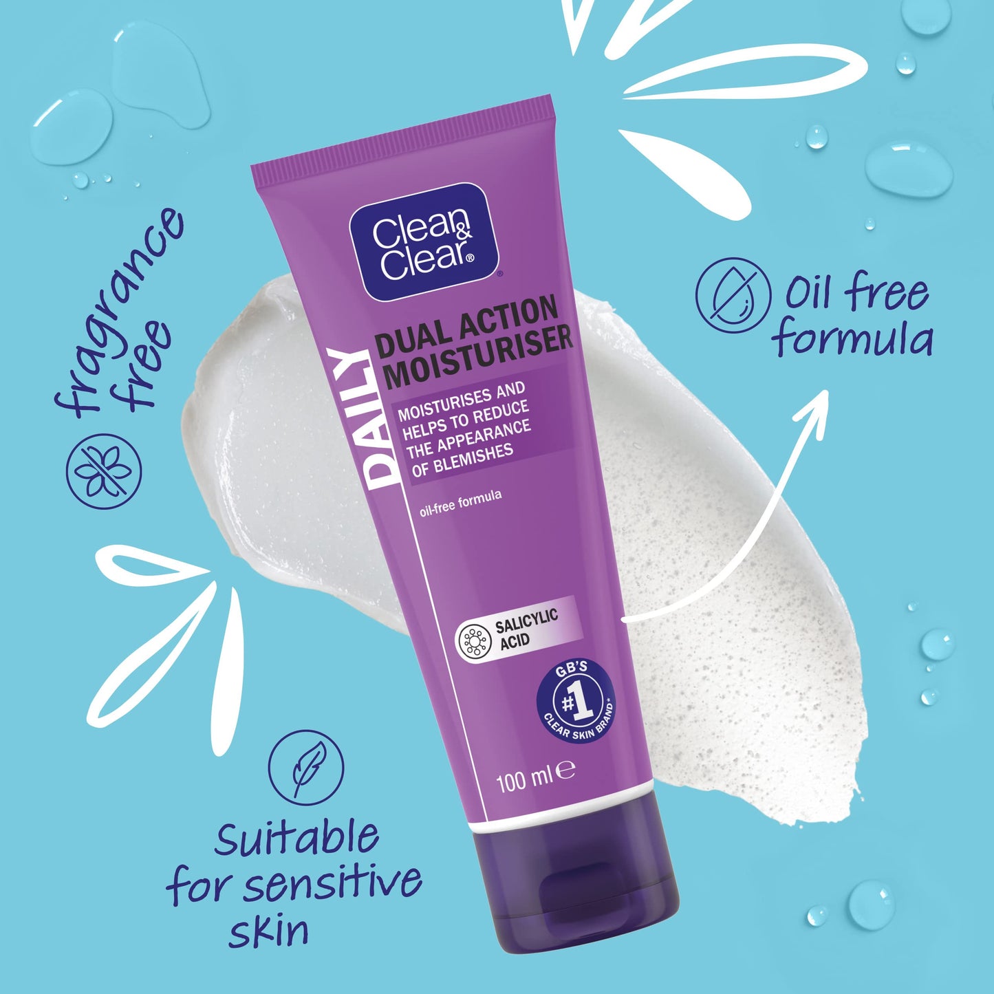 Clean and Clear Dual Action Moisturiser - 100 ml Beauty & Personal Care Clean & Clear