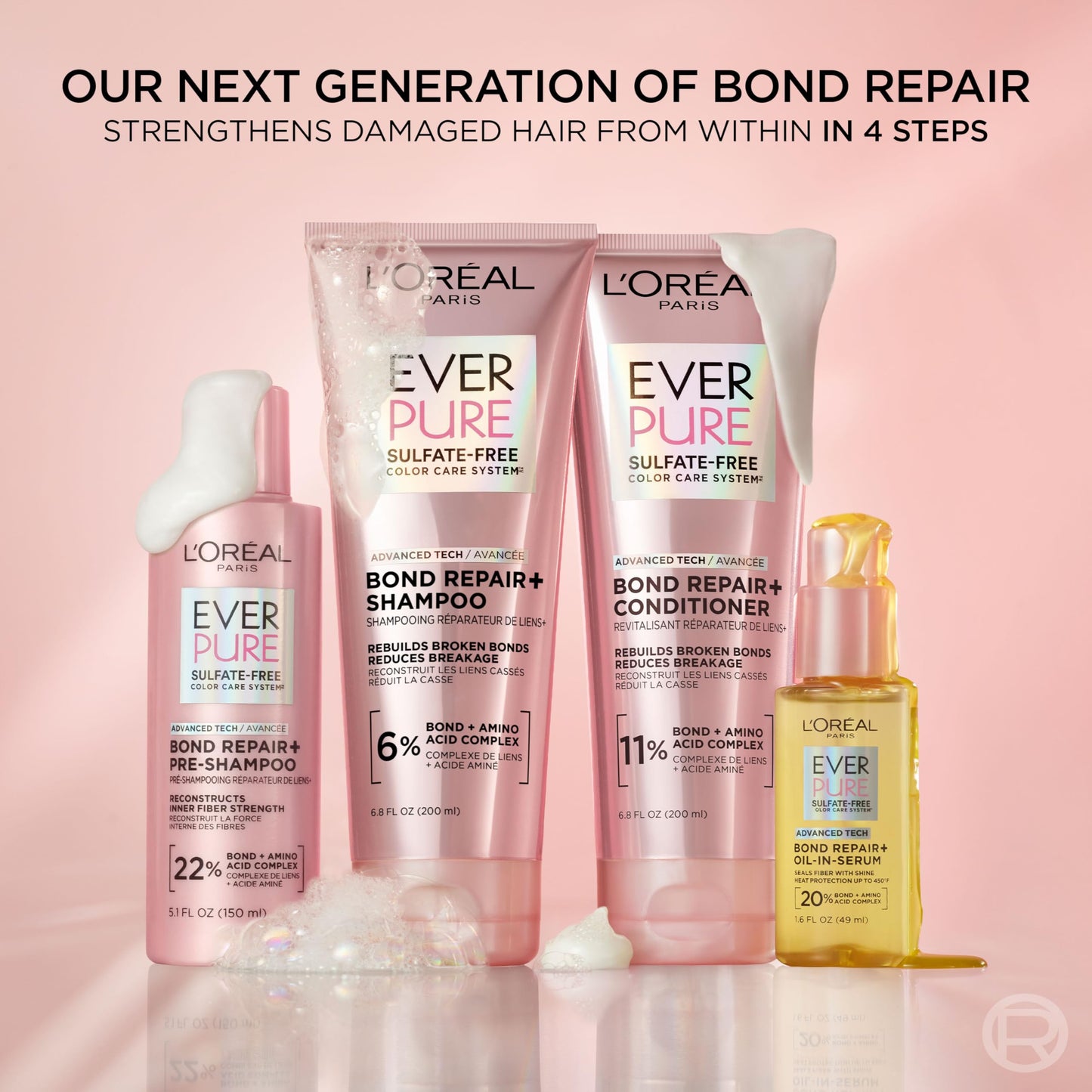 L'Oreal Paris Sulfate Free Bond Repair+ Shampoo and Conditioner Set with Bond + Amino Acid Complex, Strengthens and Repairs Damaged or Color Treated Beauty & Personal Care L'Oreal Paris