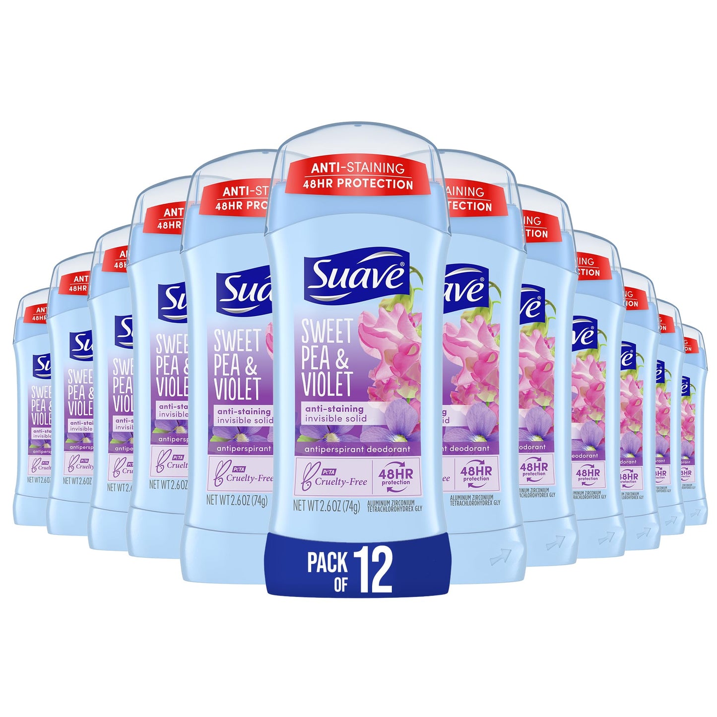 Suave Naturals AntiPerspirant & Deodorant, Invisible Solid, Sweet Pea & Violet, Case Pack (Twelve 2.6 Ounce Sticks) Beauty and Personal Care Suave