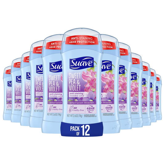 Suave Naturals AntiPerspirant & Deodorant, Invisible Solid, Sweet Pea & Violet, Case Pack (Twelve 2.6 Ounce Sticks) Beauty and Personal Care Suave