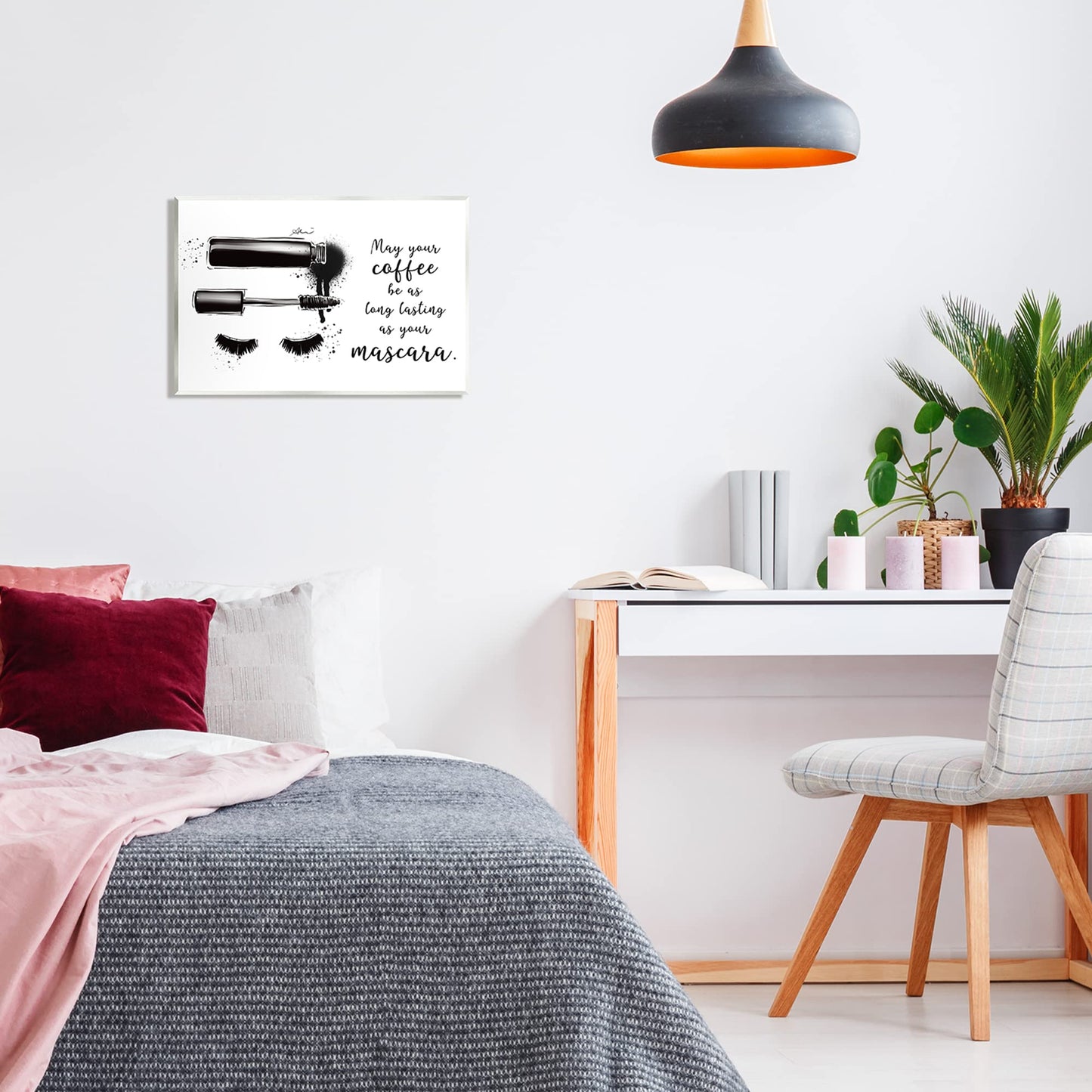 Stupell Industries Coffee & Lashes Mascara Phrase Wood Wall Art, Design by Alison Petrie Beauty & Personal Care Stupell Industries