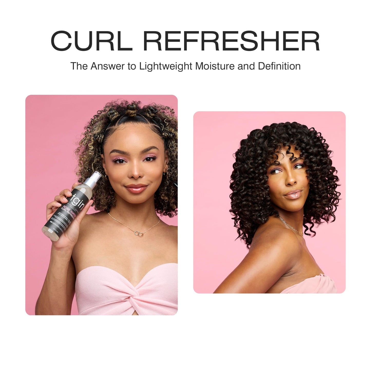tgin Rose Water Curl Refresher - Curl Spray for Curly, Coily, and Wavy Hair - tgin Hair Products Enhances Shine, Reduces Frizz, and Moisturizes Dry Beauty & Personal Care Thank God It's Natural