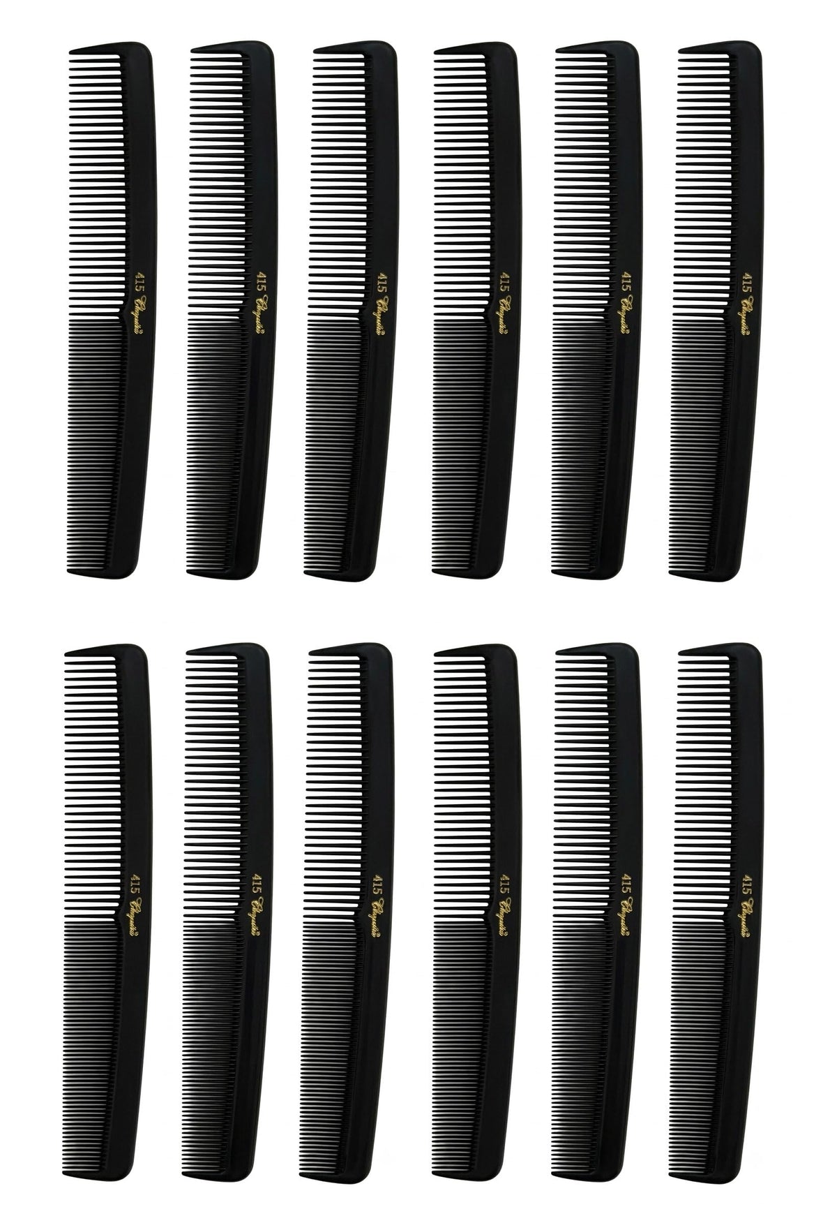 KREST COMBS Cleopatra Series 7 inch Round Back Finger Waver Comb Black (Pack of 12) (Model: 415)