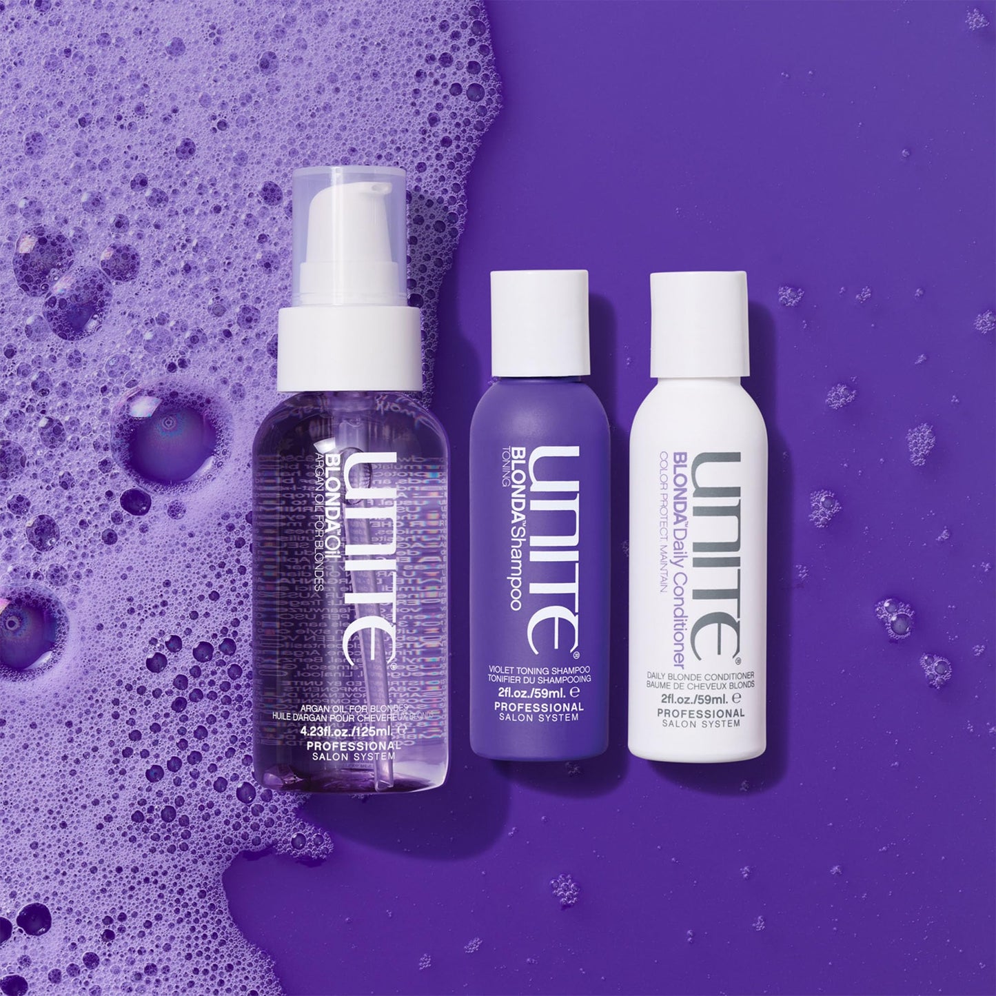 UNITE Hair - BLONDA Purple Shampoo, Conditioner & BLONDA Oil Set - Neutralizes Brassy & Yellow Tones for Blonde, Platinum, Silver, Bleached Beauty & Personal Care UNITE