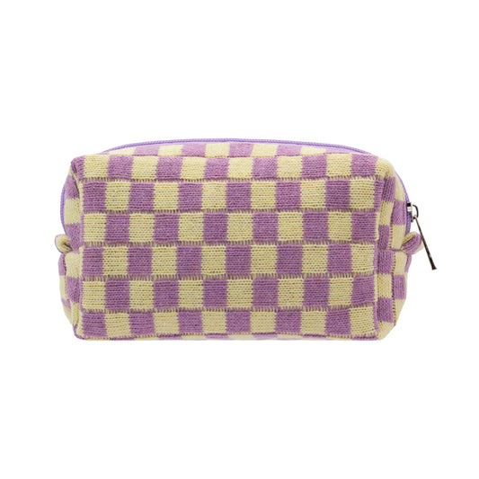 PAZIMIIK Checkered Makeup Bag for Purse Portable Zipper Make Up Pouch Small Cosmetic Case for Travel Accessories (Purple) Beauty and Personal Care PAZIMIIK Default Title