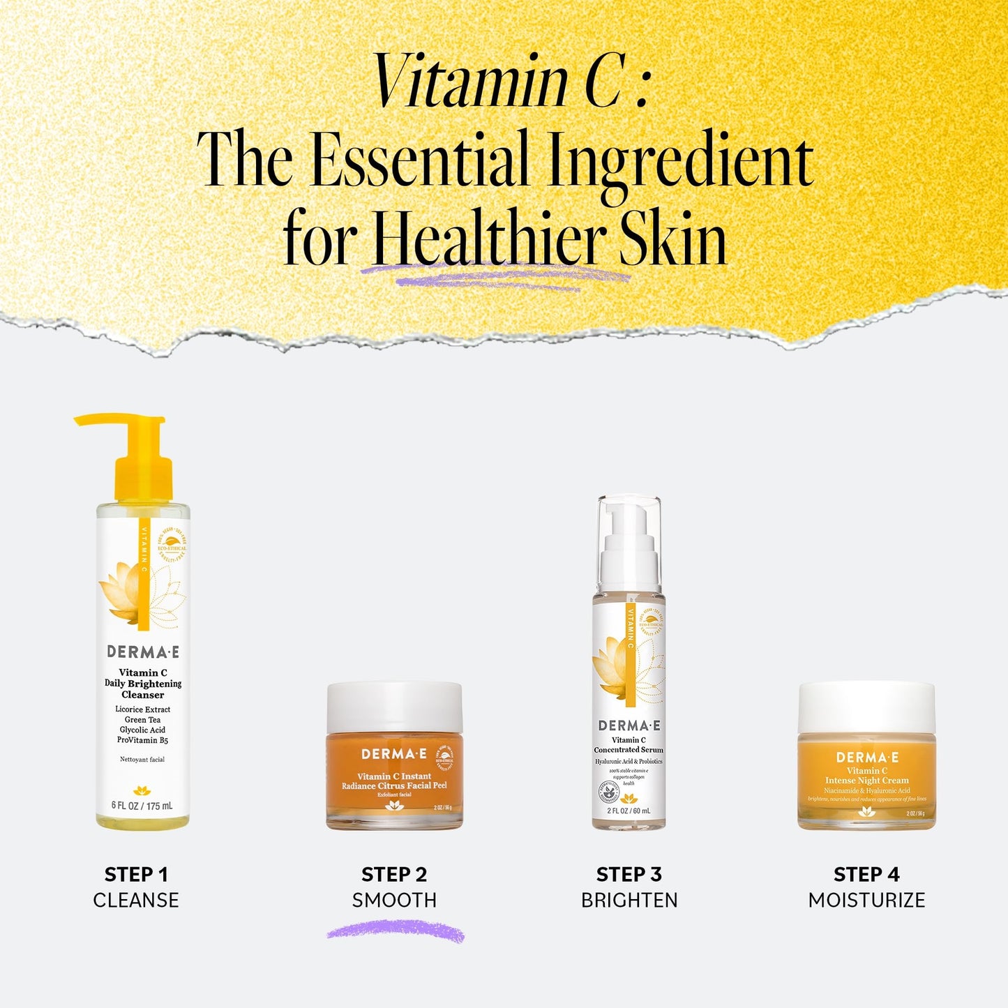 DERMA E Vitamin C Instant Radiance Citrus Facial Peel - Non-Abrasive for Face and Neck - Skin Brightening Face Peel Resurfaces, Smooths Beauty & Personal Care Derma E