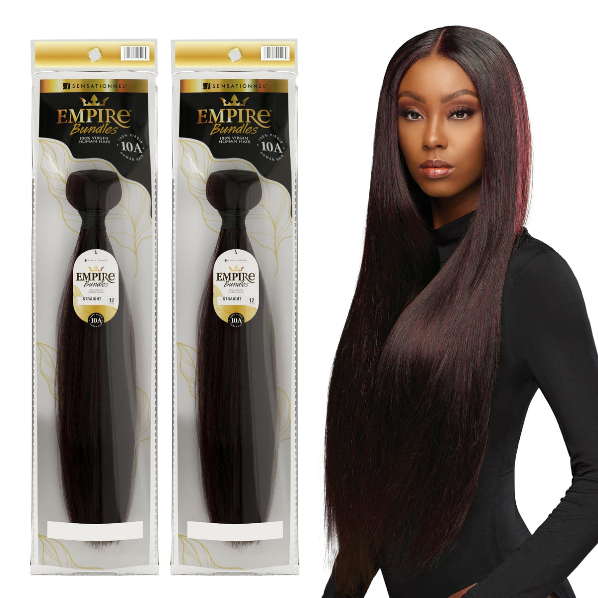 Sensationnel Empire Bundles-Straight,2 pack 10 inch, NATURAL