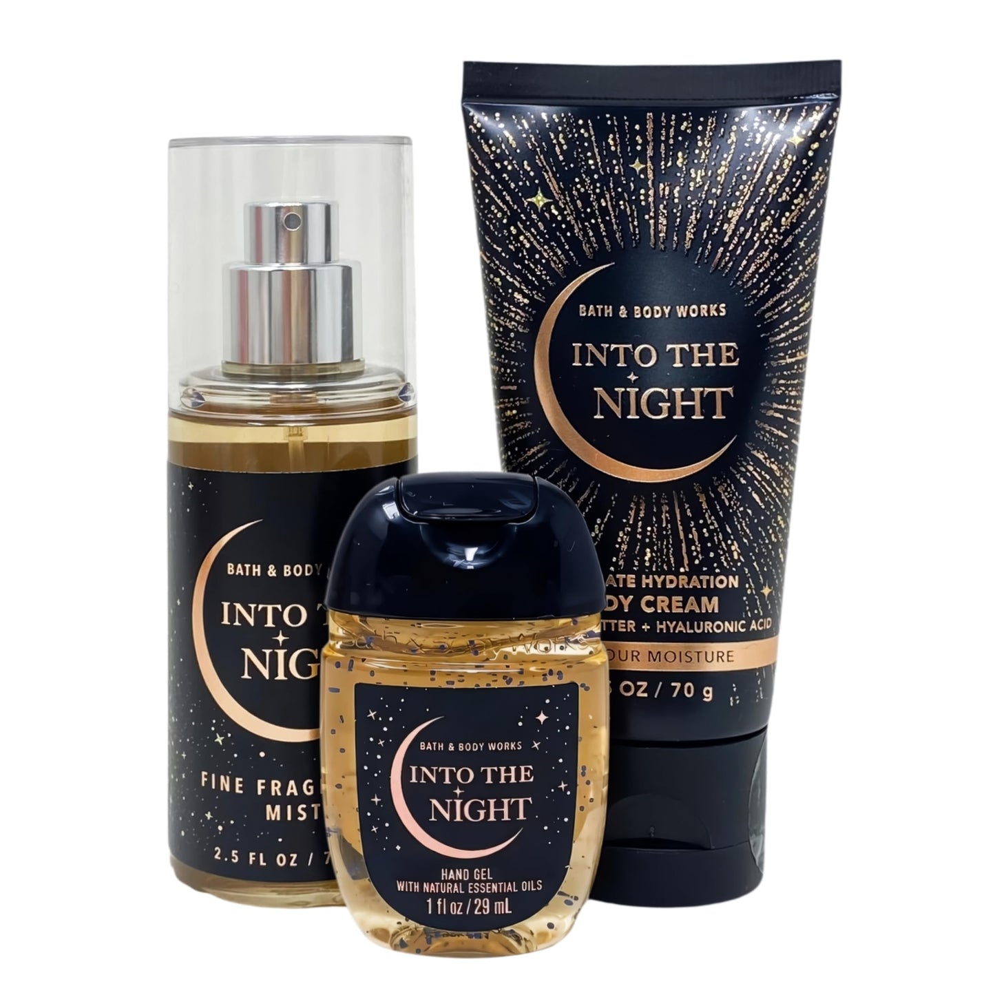 Bath & Body Works Into The Night Shine Bright - Mini Gift Bag Set Travel Size - Fragrance Mist - Body Cream - Hand Gel and a Charcoal Scrub Bar Soap. Beauty and Personal Care Bath & Body Works