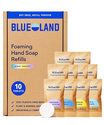 BLUELAND Foaming Hand Soap Refill Tablets, 10-Pack, Variety Pack Scents, Eco Friendly Cleaning Products, 10 x 9 Fl oz Beauty & Personal Care BLUELAND