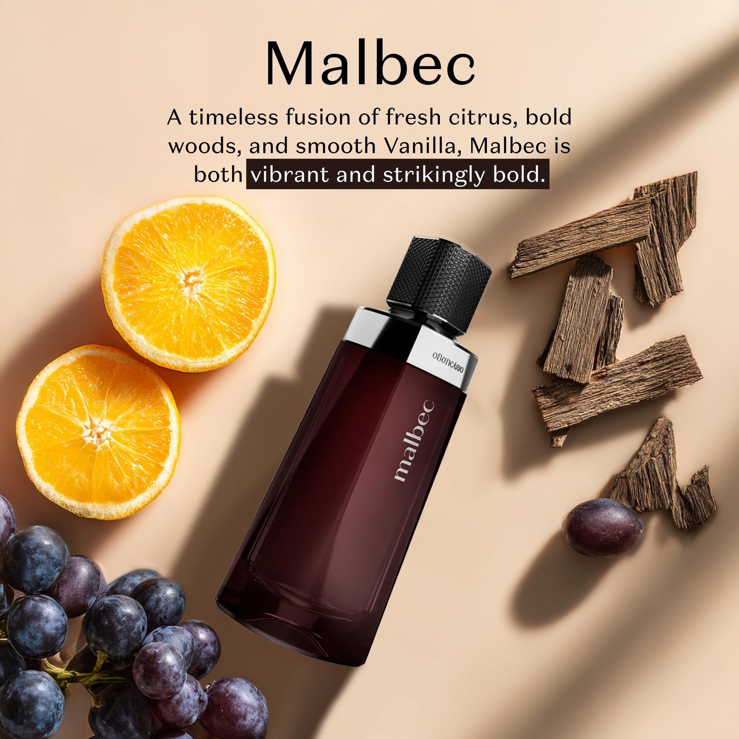 Malbec Classic Eau de Toilette By O Boticario, Cologne For Men, Long-Lasting Fragrances, French Oak Barrel-Aged Red Wine & Woody Amber Perfume Scent Beauty & Personal Care Malbec