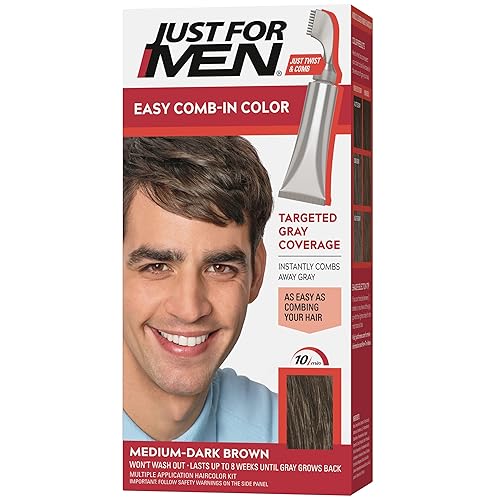 Just For Men Easy Comb-In Color Mens Hair Dye, Easy No Mix Application with Comb Applicator - Medium-Dark Brown, A-40, Pack of 1 Beauty & Personal Care Just for Men