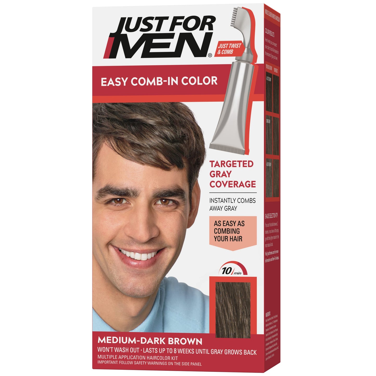 Just For Men Easy Comb-In Color Mens Hair Dye, Easy No Mix Application with Comb Applicator - Medium-Dark Brown, A-40, Pack of 1 Beauty & Personal Care Just for Men