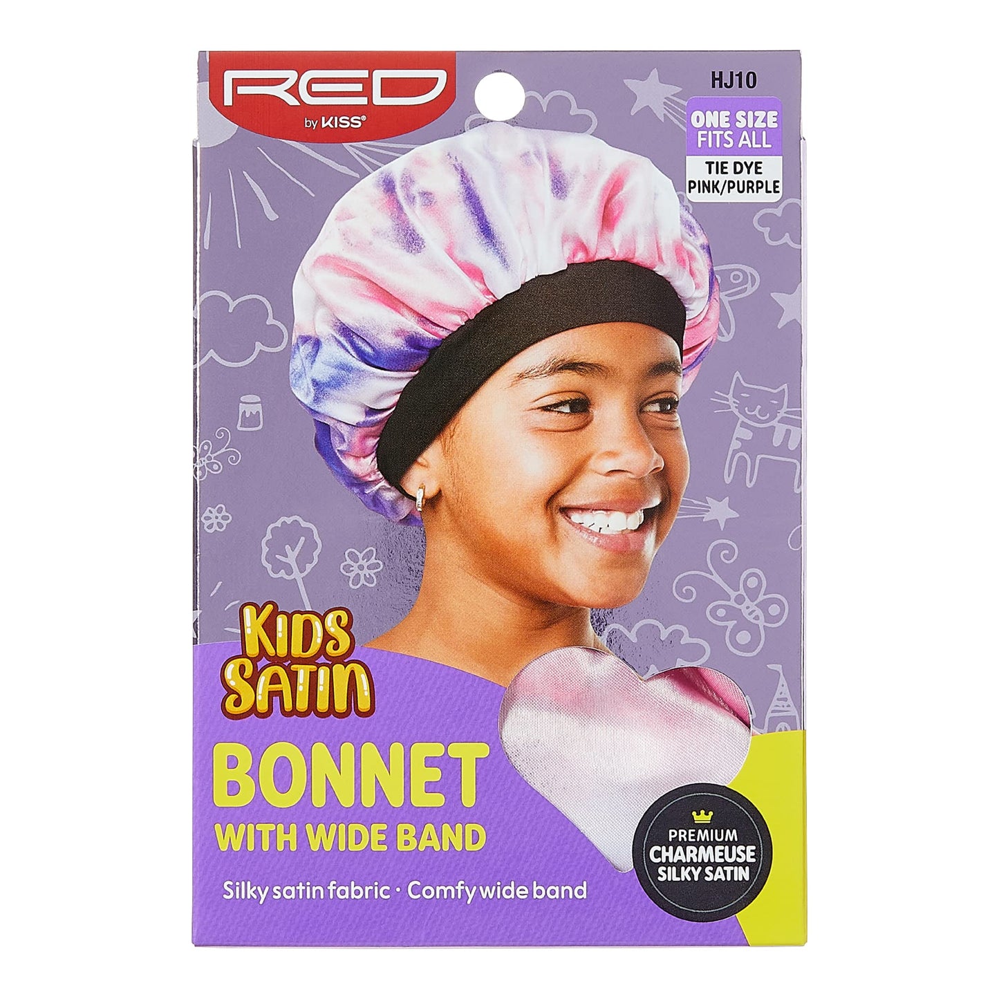 Red by Kiss Kids Satin Bonnet with Wide Band, Sleep Cap for Kids (Pink/Purple) Beauty and Personal Care Red by Kiss