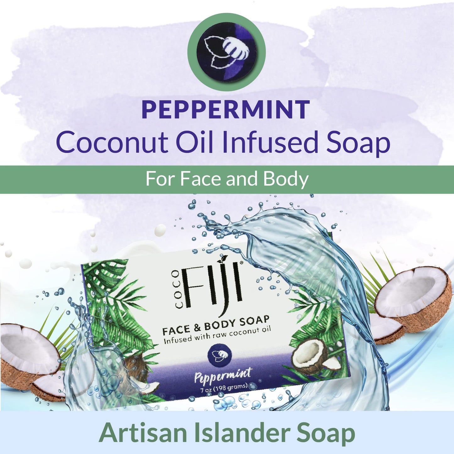 Coco Fiji Soap Bar for Face and Body Infused With Organic Coconut Oil, Peppermint, Essential Oil, Natural Soap for Moisturizing & Pore Purifying Skin Beauty & Personal Care Organic Fiji