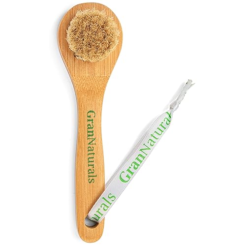 GranNaturals Manual Facial Brush Dry Brushing Scrubber - Stiff Boar Bristles for Exfoliation - Promotes Lymphatic Drainage, Deep Cleansing, Gentle Beauty & Personal Care GranNaturals