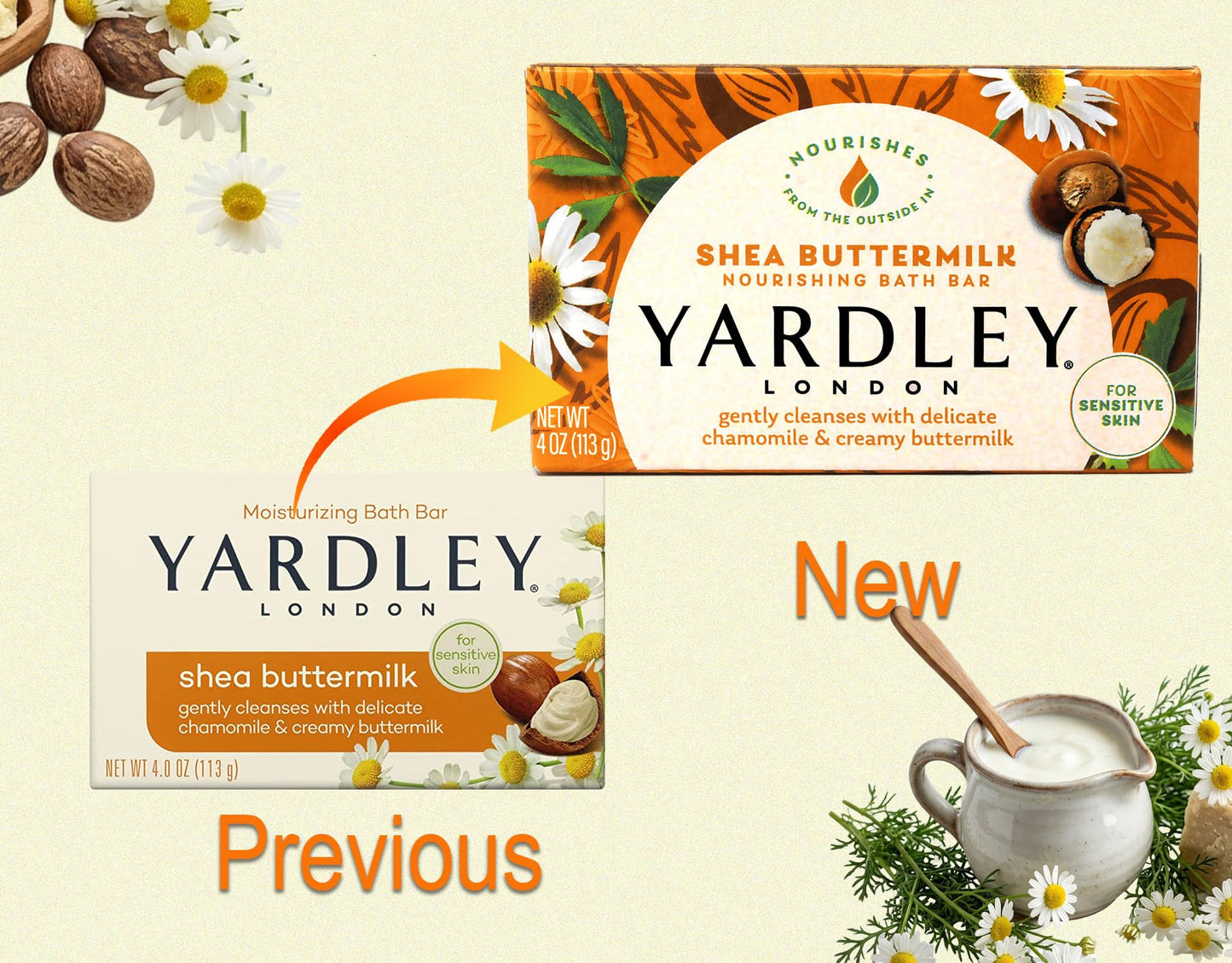 Yardley London Sensitive Skin Shea Buttermilk Bar Soap, 4.0 oz (Pack of 7) Beauty & Personal Care Yardley