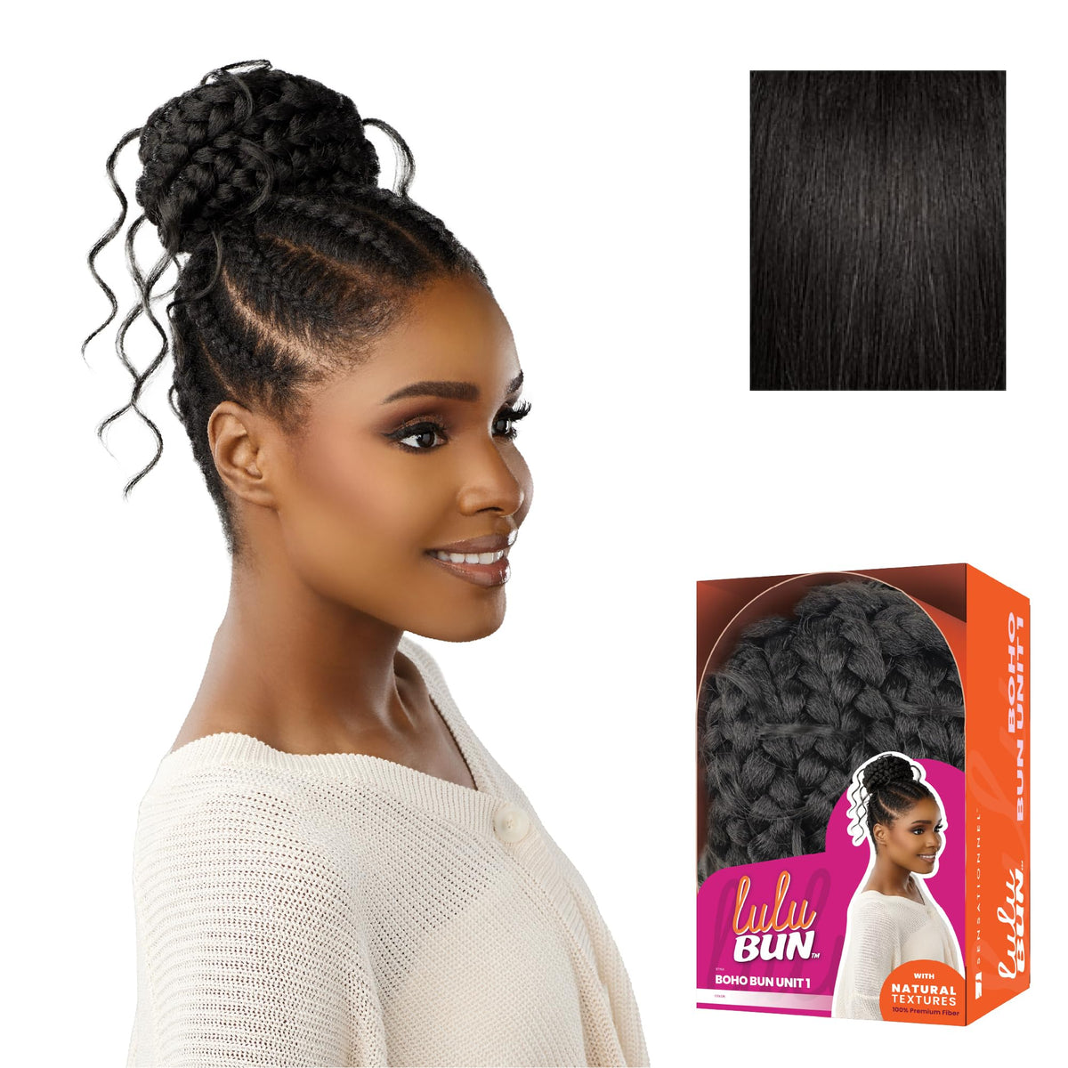 Sensationnel Lulu Bun Hairextensions-Boho Unit 1,1B OFFBLACK