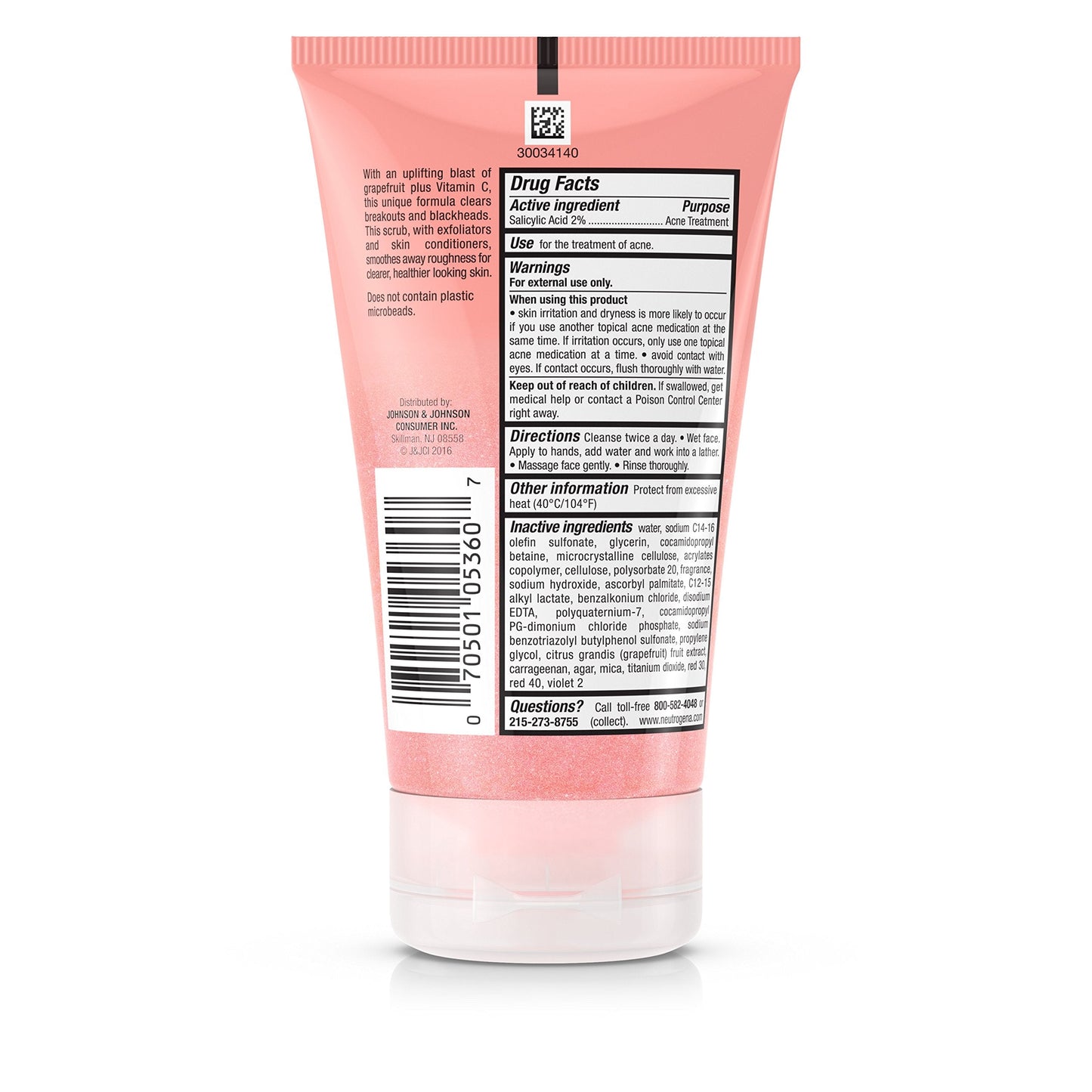 Neutrogena Oil-Free Acne Wash Pink Grapefruit Foaming Scrub, 4.2 Fl Oz Beauty & Personal Care Neutrogena
