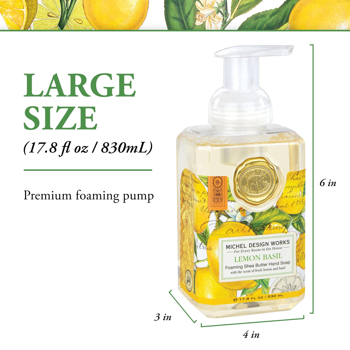 Michel Design Works Foaming Hand Soap, Lemon Basil, 3-Pack, 17.8 Fl oz Each Beauty & Personal Care Michel Design Works