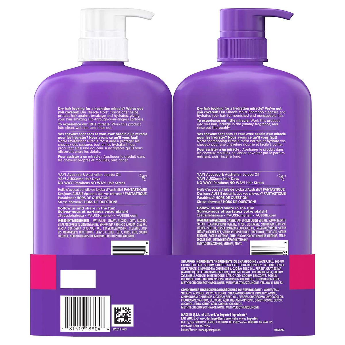 Aussie Miracle Moist Paraben Free Shampoo and Conditioner (30.4 fl. oz. each)