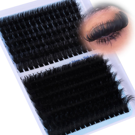 CORUSCATE Lash Clusters 160D+260D Eyelash Clusters 12-24mm Long Lash Extension Thick Cluster Eyelash Extensions Volume Strip Mink Lashes Cluster Beauty and Personal Care CORUSCATE Default Title
