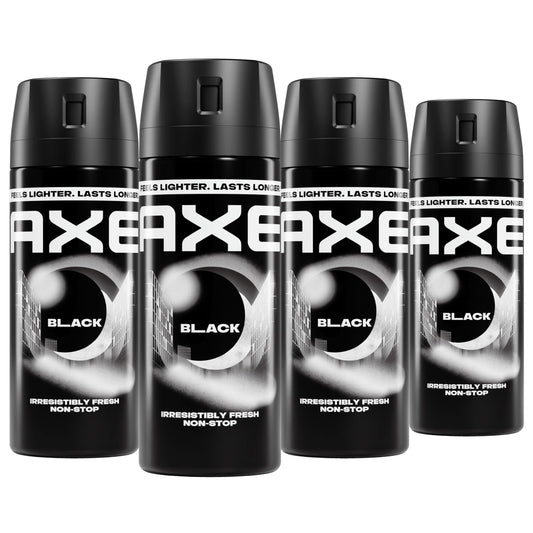 AXE Body Spray 4 Count Black 48 Hour All Over Fresh Aluminum Free 2.9 oz Beauty and Personal Care AXE