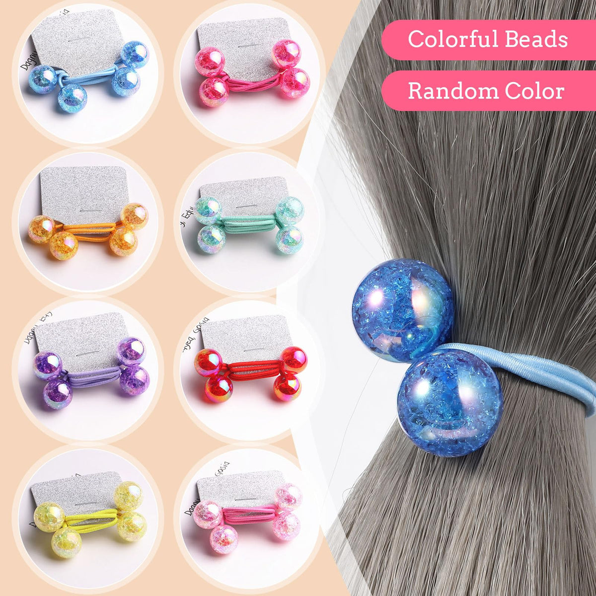 3 Pairs Acrylic Hair Circle Elastic Hair Bands Handmade Women Barrette Assorted Color