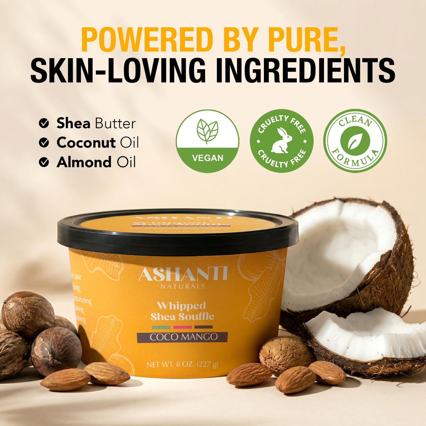 Ashanti Naturals Scented Whipped Shea Butter | African Body Butter for Women Men w/Coconut and Almond Oil (Coco Mango Souffle, 8 oz) Beauty & Personal Care Ashanti Naturals