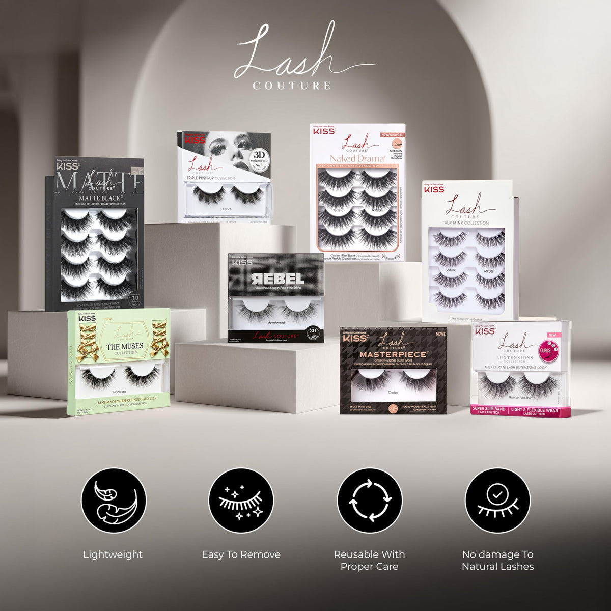 KISS Lash Couture LuXtensions Collection False Eyelashes, Flat Lash Technology, Super Slim Lash Band, Real Lash Extension Fibers, Reusable, Style Beauty & Personal Care KISS