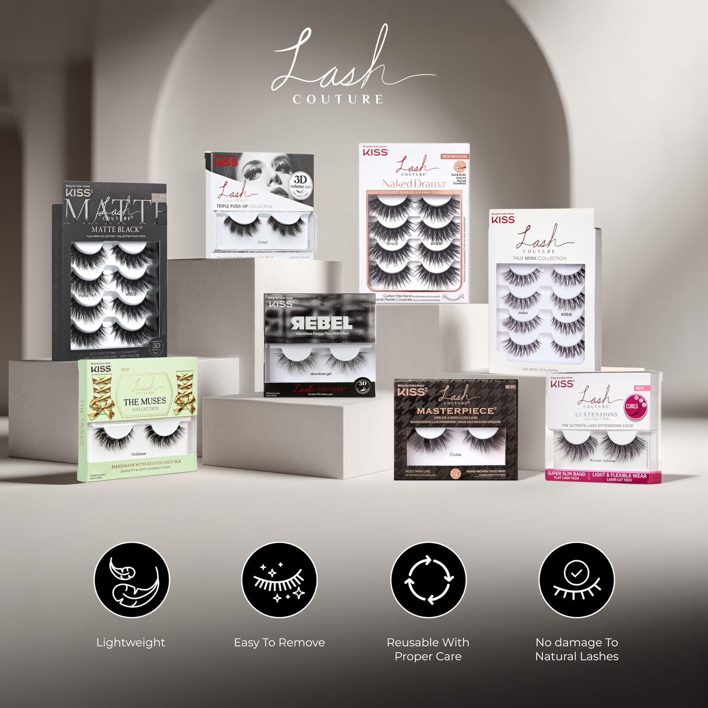 KISS Lash Couture Masterpiece Hand-Woven Faux Mink False Eyelashes, Style ‘Avant-Garde’, 12mm, Easy to Apply, Reusable, Vegan, Cruelty Free, 1 Pair Beauty & Personal Care KISS