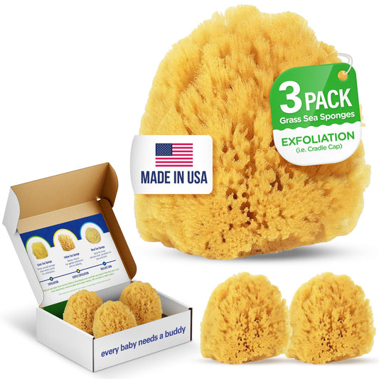 Baby Buddy Absorbent Natural Bath Sponge, Soft Exfoliating Grass Sponge, Soft on Baby's Tender Skin, Bath Accessories Baby and Kids, Infant Bath Beauty and Personal Care Baby Buddy