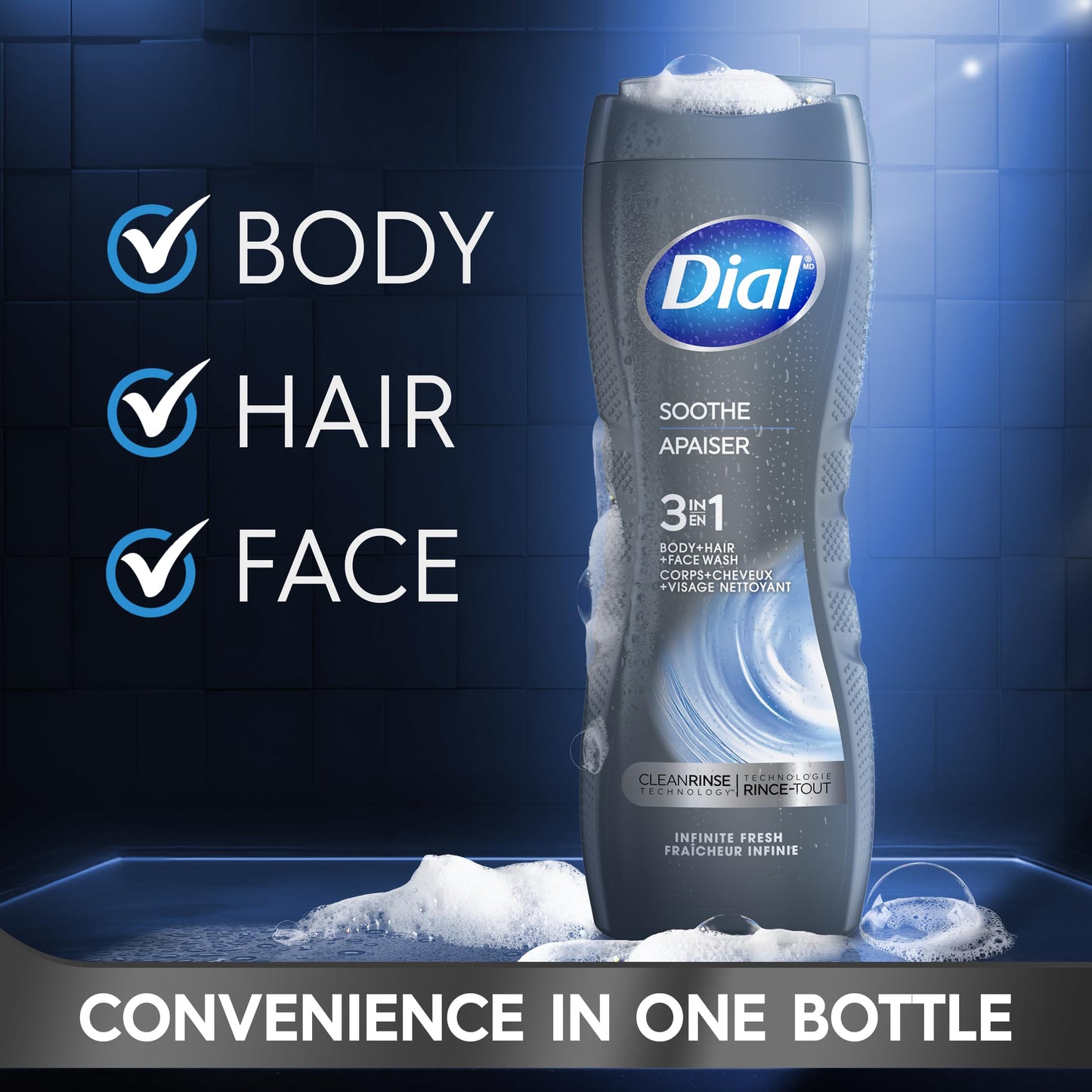 Dial For Men Body Wash - Infinite Fresh - 25 Hour - Net Wt. 16 FL OZ (473 mL) Per Bottle - Pack of 3 Bottles Beauty & Personal Care Dial