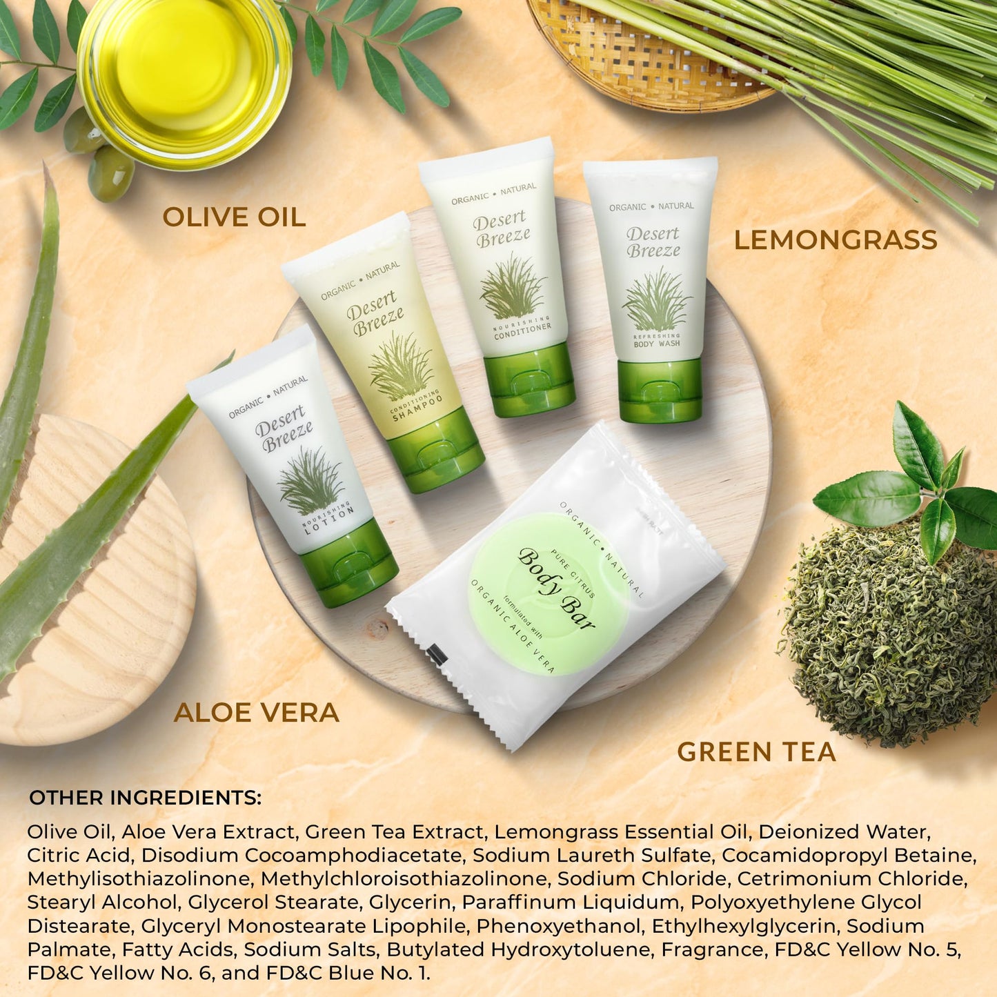 Travel Size Hotel Toiletry Set 300 Count 1 oz Bottles Guest Amenities for Vacation Rentals and Short Term Rentals Paraben Free Green Tea Lemongrass Beauty & Personal Care 1-Shoppe All-in-Kit